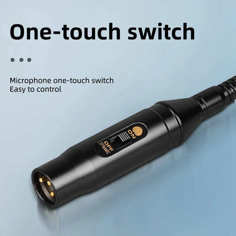 Black dynamic dj microphone with gold on off toggle switch designed for mixer dedicated disc ktv bar gooseneck use