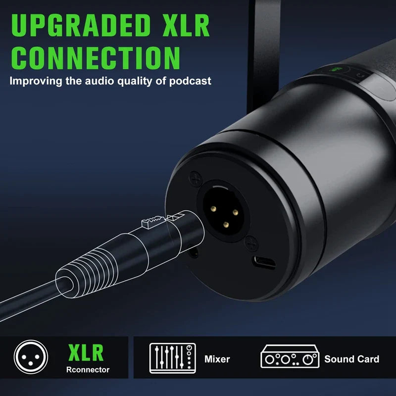 Black handheld professional dynamic microphone with upgraded xlr connection for improved shure sm7b studio recording performance vocals