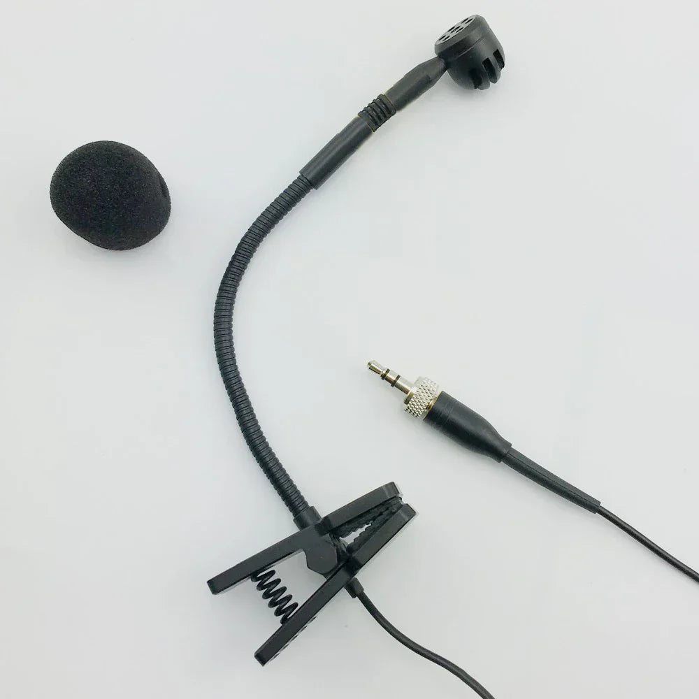 Black flexible professional e908 gooseneck instrument microphone with clip and 3.5mm jack for Sennheiser XS XSW systems