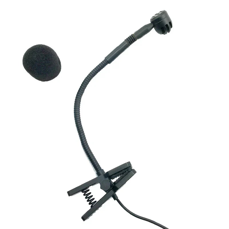 Black professional e908 gooseneck clip-on lavalier microphone with flexible gooseneck and foam windscreen for sennheiser xs xsw brass musical mic