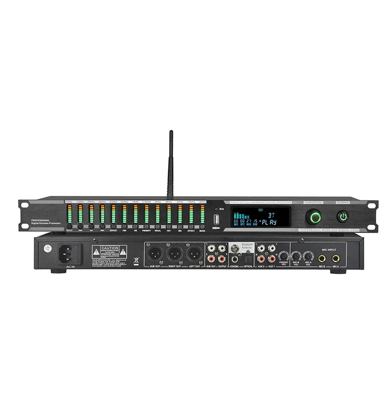 Black professional home pre-stage effector microphone ktv with digital reverb usb and usb bluetooth howling features