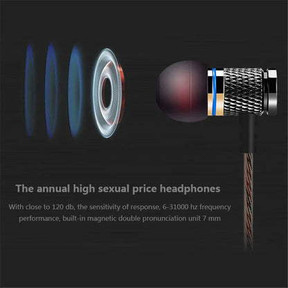 Professional in ear earphone china’s high-end metal heavy bass earphones with sleek metallic mesh and blue gold accents