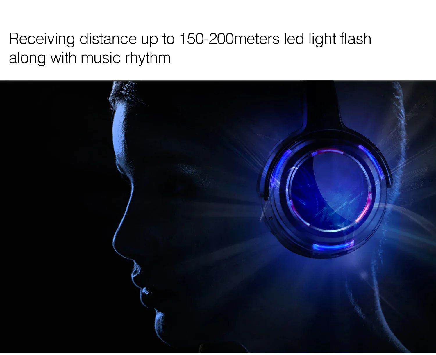 Professional led flashing blue and purple led-lit wireless headphones for silent disco wireless party dj clubbing use