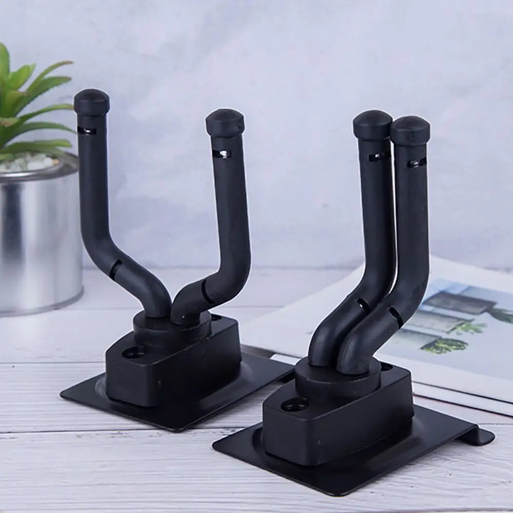 Black plastic guitar hanger hook with dual hooks and square base for ukulele violin stand and display rack bass