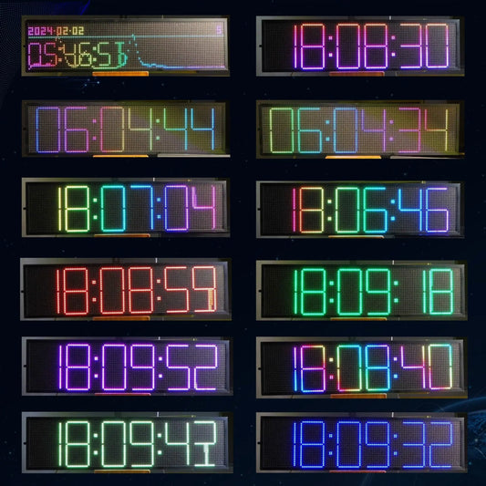 Colorful led digital clocks with vibrant spectrum display rgb create a professional music rhythm spectrum ornament music atmosphere