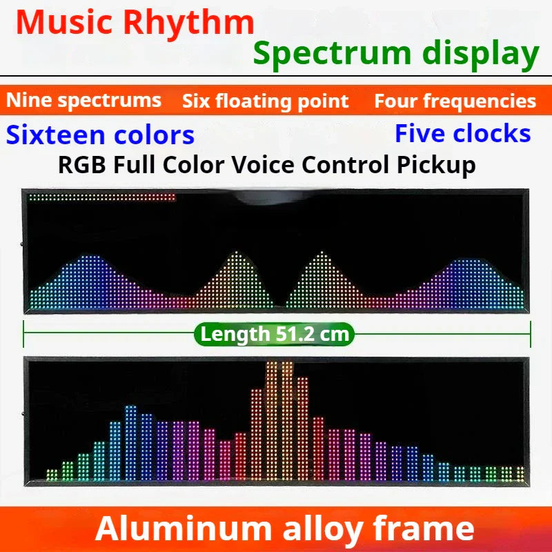 Professional music rhythm spectrum display rgb full-color led with aluminum frame as an ornament music atmosphere light