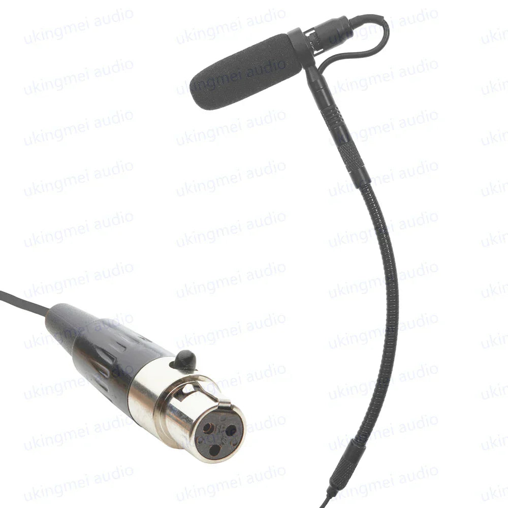 Black and silver instrument condenser gooseneck microphone with ukingmei audio windscreen for guitar saxophone violin cello bass clarinet