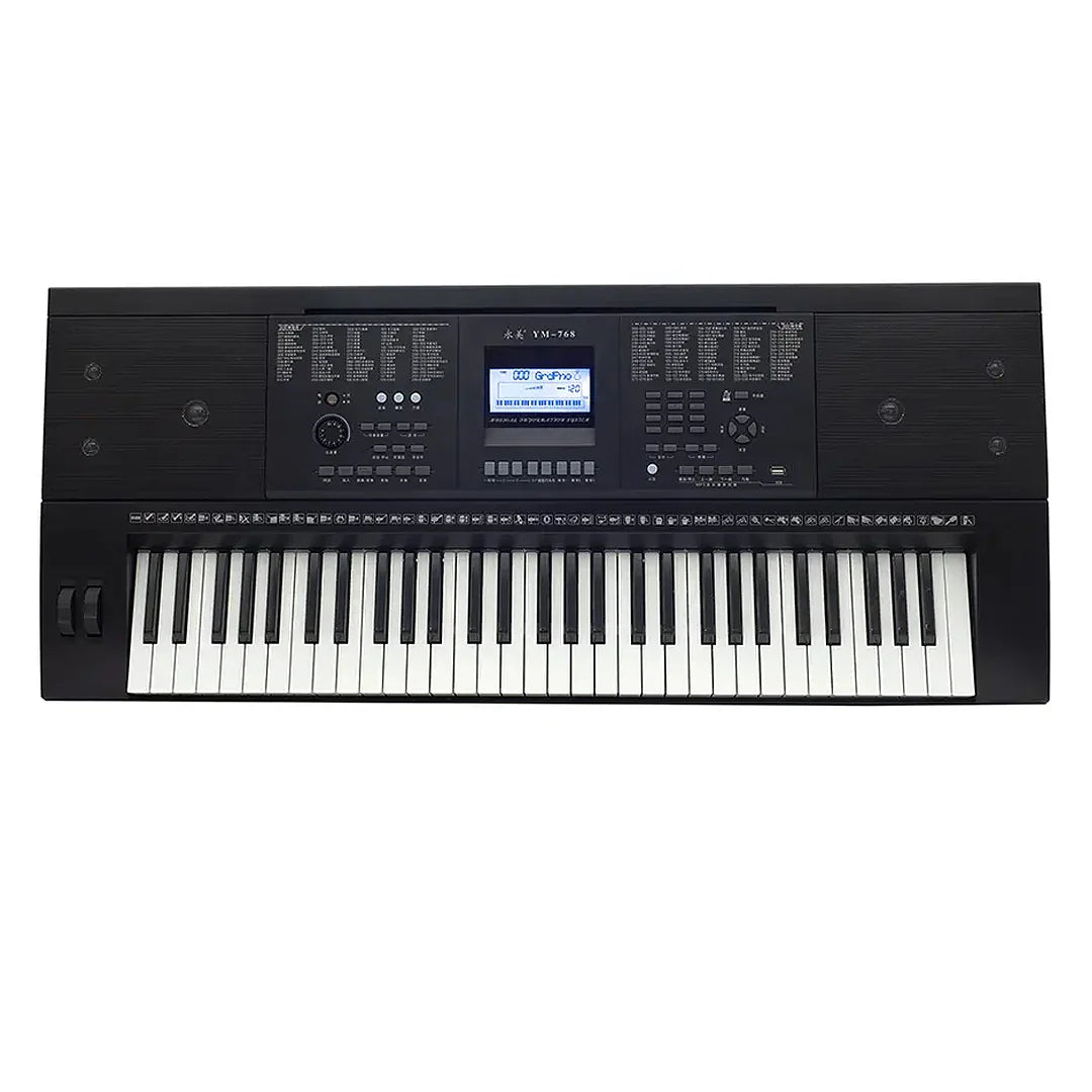 Black professional musical keyboard midi controller electronic piano music synthesizer with 61 keys and lcd screen