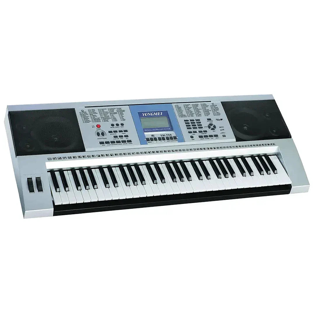 Silver yongmei ym-785 professional musical keyboard midi controller electronic piano music synthesizer with 61 black and white keys and built-in speakers