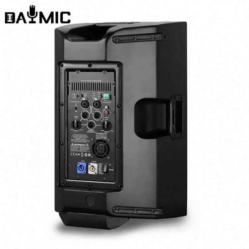 Black balmic professional oem 15 inch active speaker studio with 1000w amplifier module and control panel visible