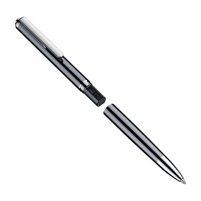 Black and silver professional recording pen with polished metal accents portable voice recorder and digital sound record device