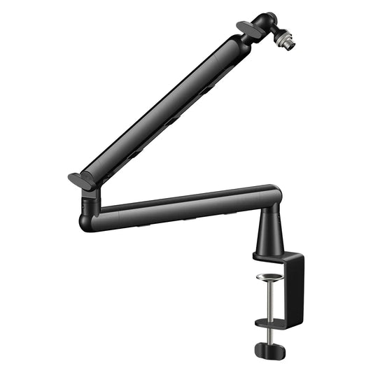 Black metal adjustable desk mount arm with clamp base and cable management microphone stand for shure sm7b sm7db professional recording studio