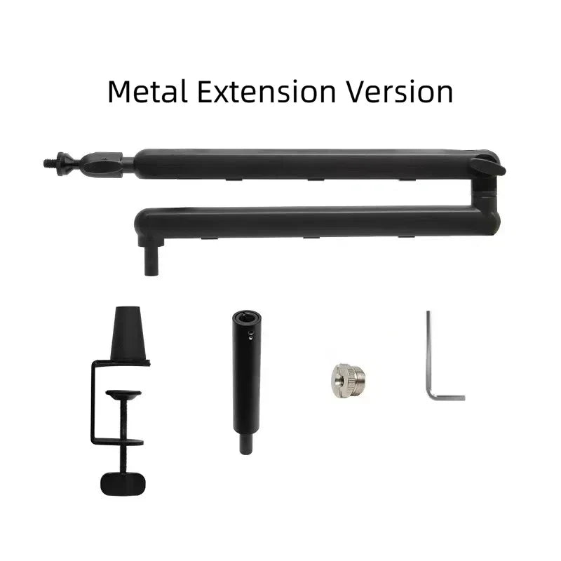 Black metal professional studio mic arm with adjustable clamp hidden cable storage cantilever bracket microphone stand