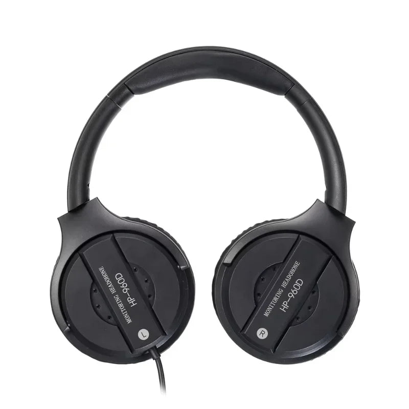 Black hp-960d professional studio wired over-ear headset with matte finish and padded band for hifi monitor headphones and gamer use
