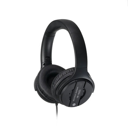 Black over-ear professional studio recording hifi monitor headphones with padded earcups for computer music and gamer headset use