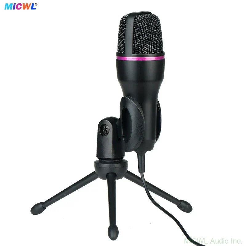 Black condenser usb microphone with pink accent and mesh grille on tripod stand for streaming gaming youtube recording ps4 rgb