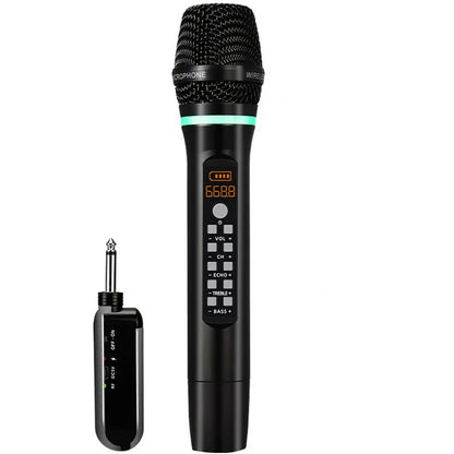 Professional uhf wireless handheld bluetooth karaoke microphone in black with digital display for recording studio home use