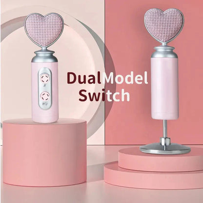Professional usb noise reduction pink condenser microphone with heart shape silver mesh grille and metallic base for mobile phone