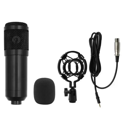 Black professional usb streaming podcast pc microphone with cardioid condenser mic kit and shock mount for recording