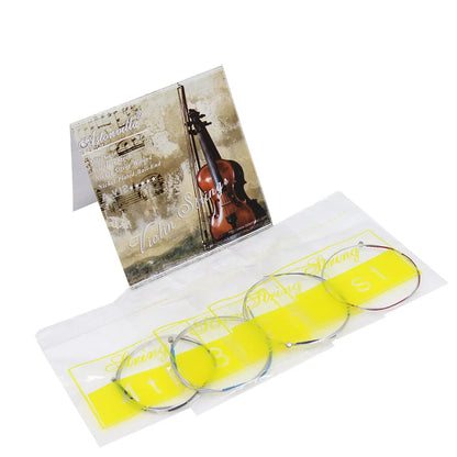 A set of professional violin strings e-1st nickel silver wound with bright yellow coating and silver core for 4 4 violin