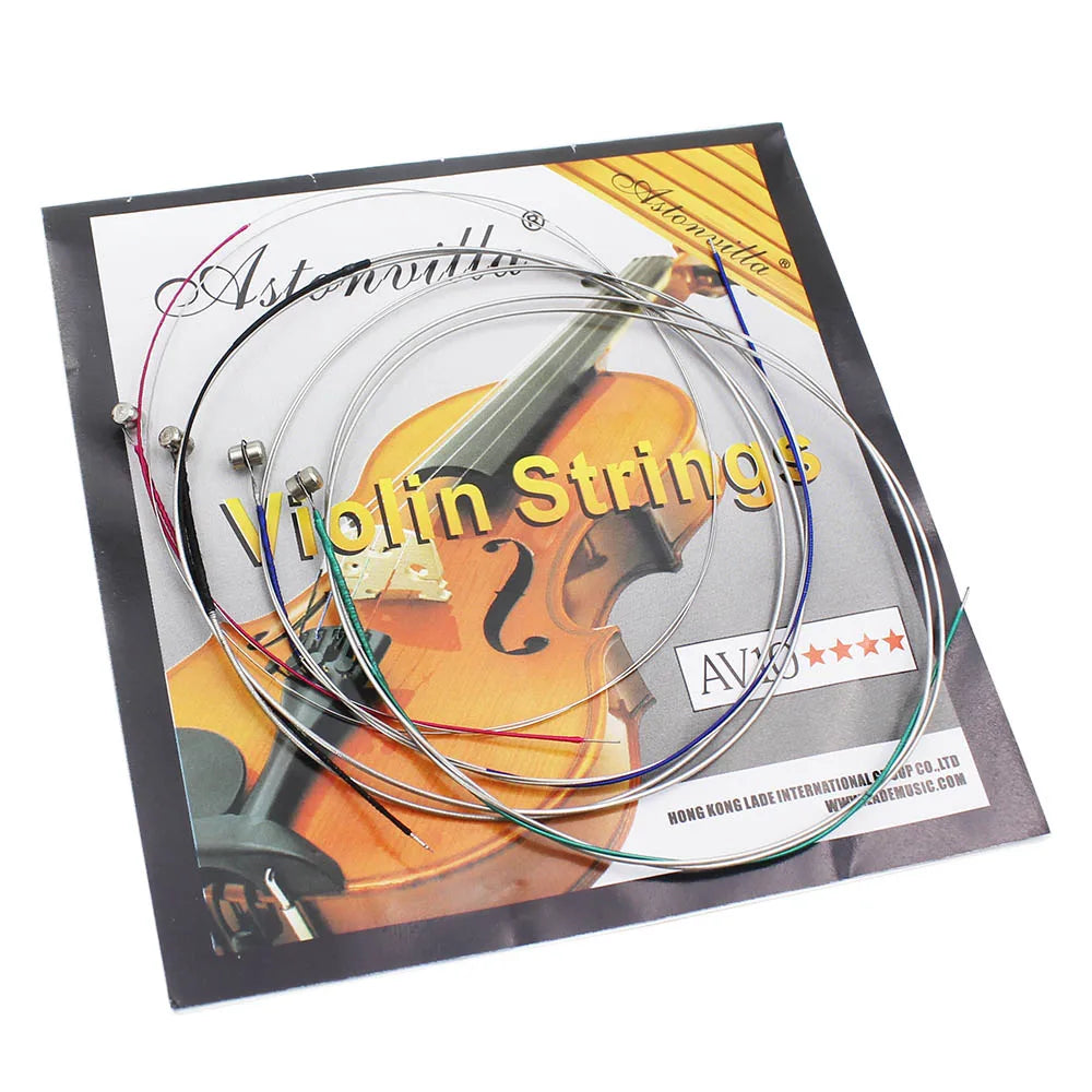 Professional violin strings by astonvilla nickel silver wound with red black blue and green wires for e-1st tuning
