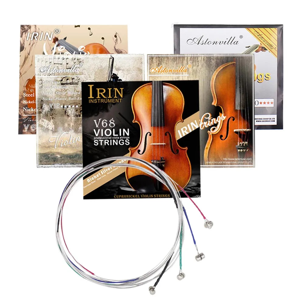 Set of professional violin strings e-1st nickel silver wound with colored winding in branded packaging for 4/4 to 1/4 violins