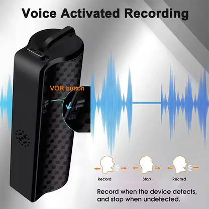 Black carbon fiber textured professional voice recorder with vor button and indicator lights for magnetic long standby use