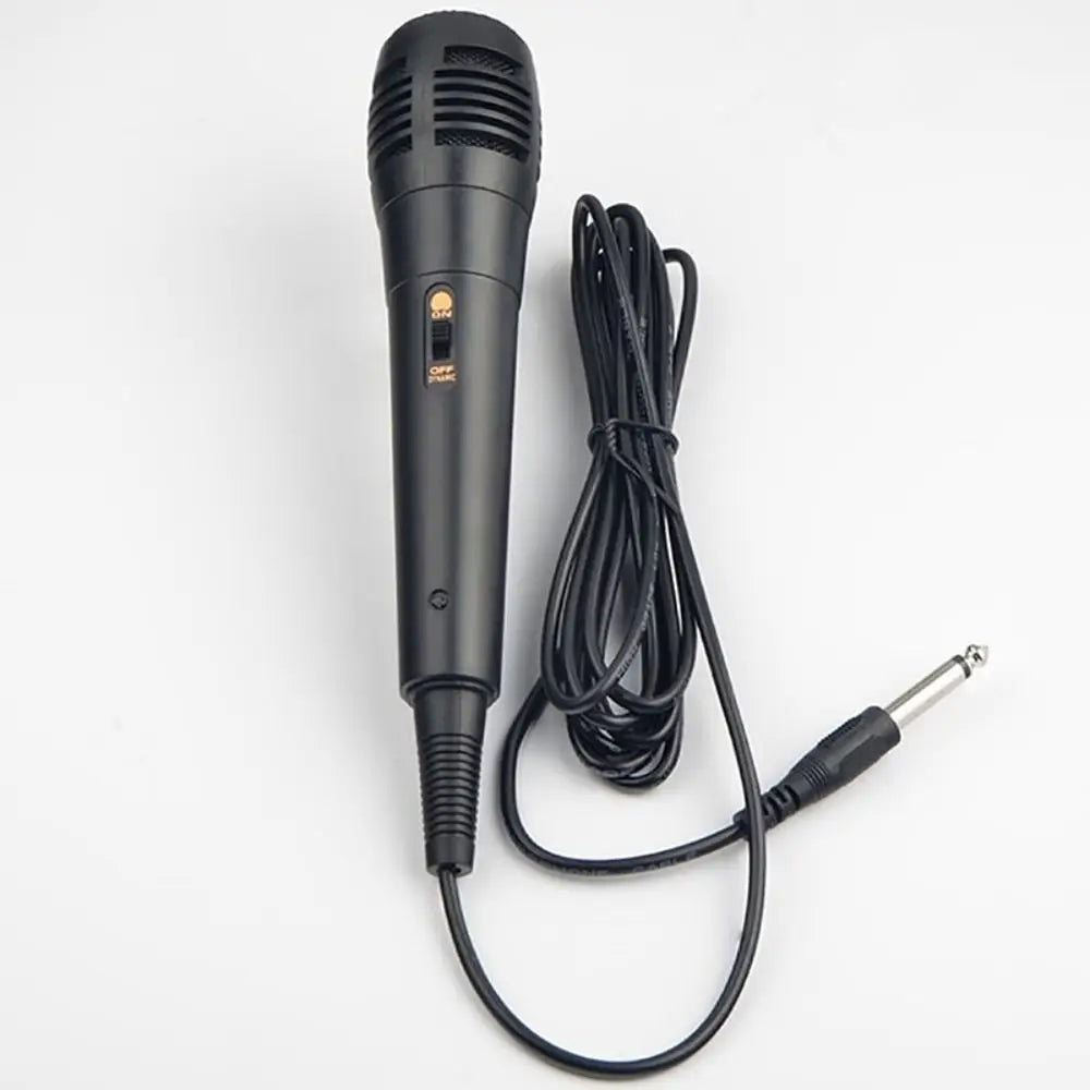 Professional wired dynamic microphone black with grille head textured grip coiled cable 6.35mm jack for karaoke recording
