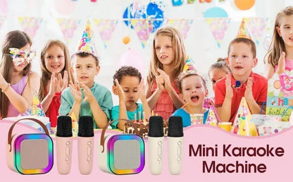 The professional wireless microphone features a colorful rainbow-gradient speaker and soft pink white stand for gaming ktv koraoke