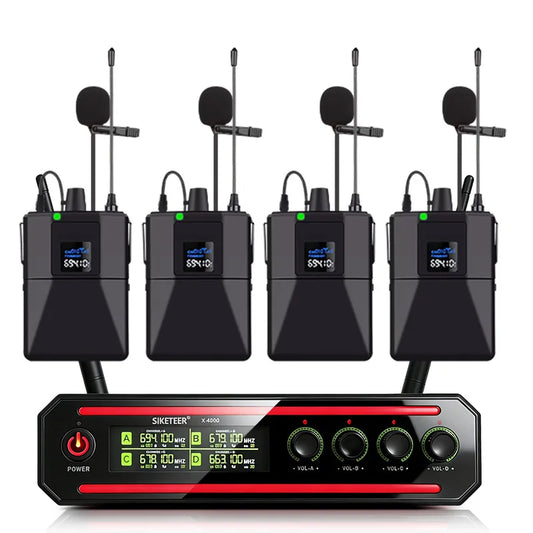 Black siketeer x-4000 professional wireless microphones handheld and lavalier microphones suitable for karaoke church wedding use