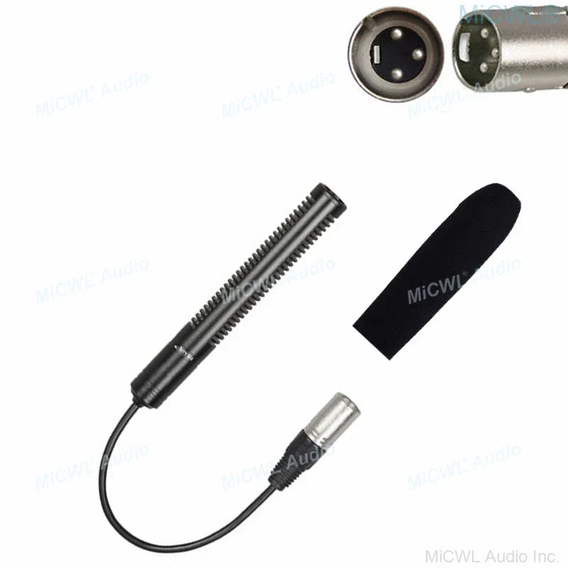 Black professional xlr 3pin condenser microphone with textured grille and foam windscreen for 48v phantom power recording