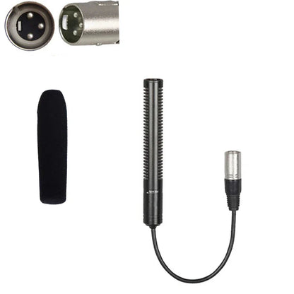 Black sony lavalier professional xlr 3pin camera interview microphone with textured body and 48v phantom power xlr connector