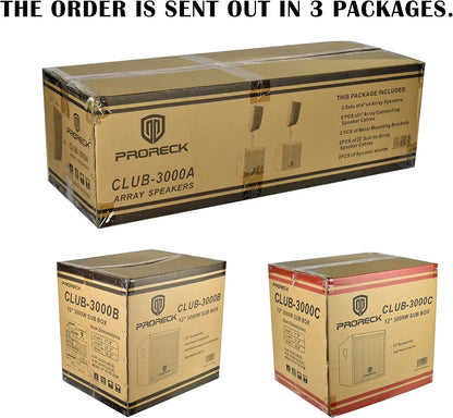 Brown cardboard box for proreck club 3000 4000w dj powered pa speaker system with bluetooth usb drive function