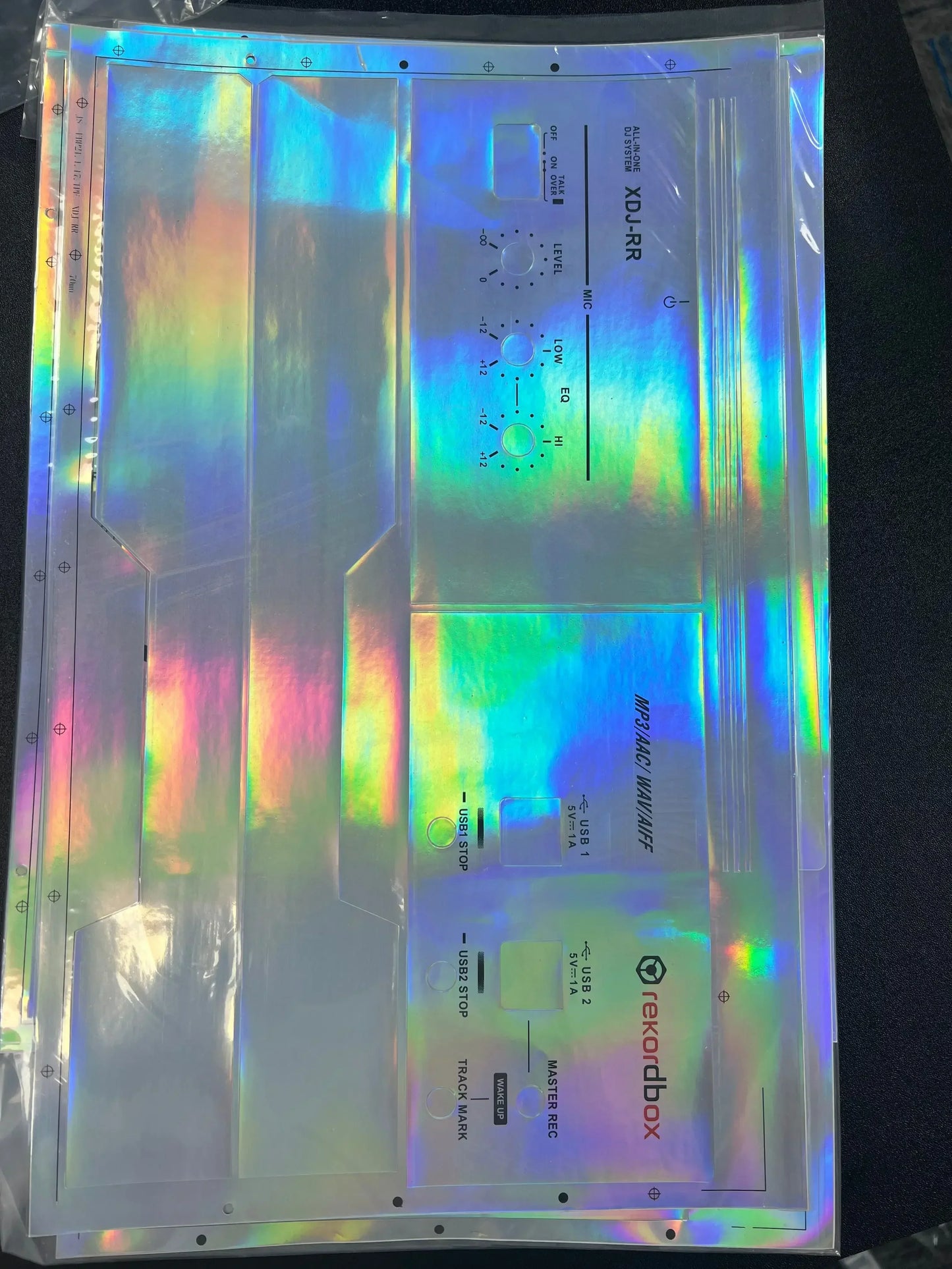Iridescent holographic protective sticker pioneer for recordbox xdj-rr all-in-one dj controller with surfing protection film
