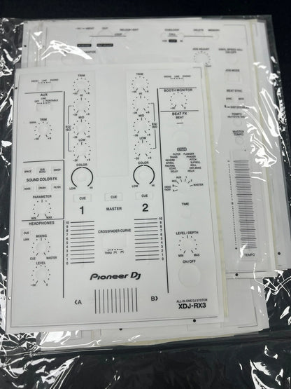 White pioneer dj xdj-rx3 mixer control panel protective sticker in clear pvc film for surfing protection on all-in-one dj controller