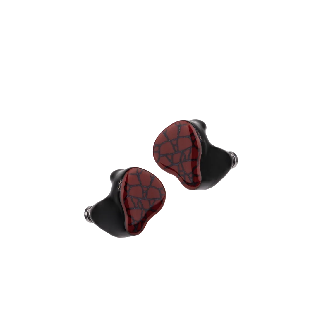 Black and red glossy punch audio martilo iem earphones with planar drivers and custom interchangeable cable design