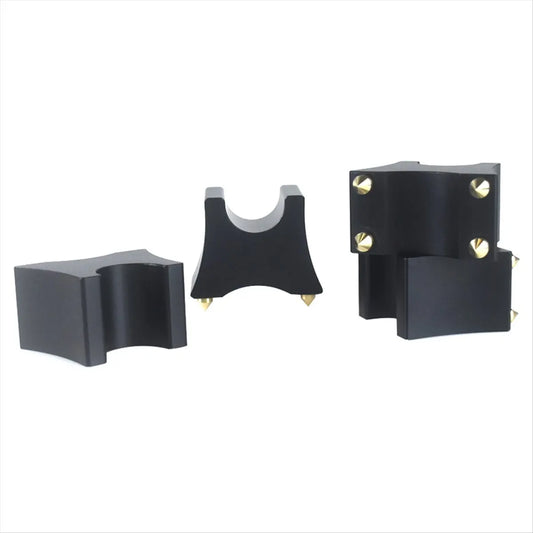 Black plastic punctual hi-fi audio rack bracket holder with gold screws for support stand vibration-isolating use