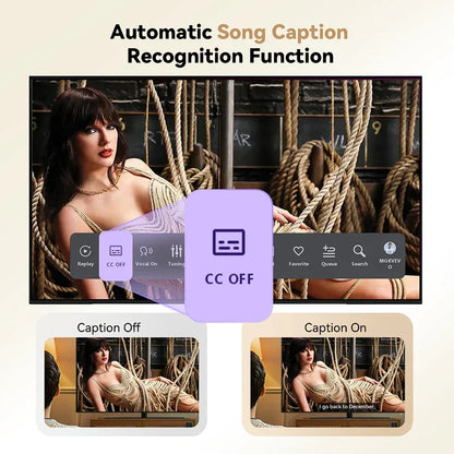 Puremic karaoke machine k3 showing smart tv screen with automatic song caption recognition for forever duet karaoke