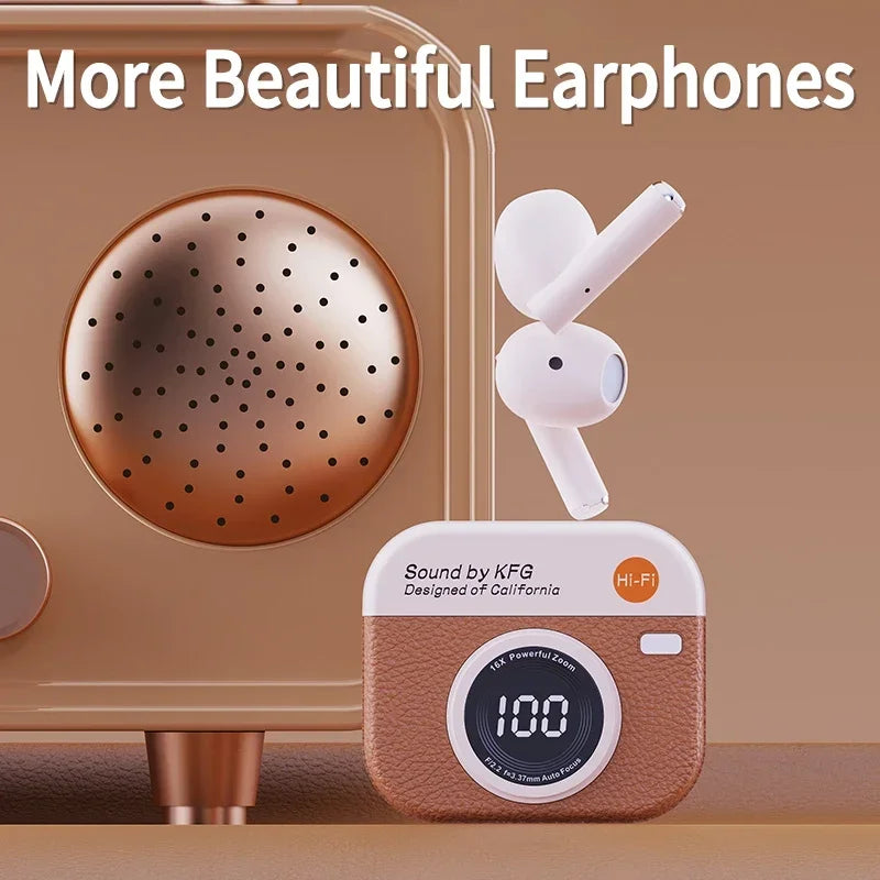 White q86 bluetooth 5.3 wireless earbuds with sleek minimalist design and smooth finish for sports and gaming use