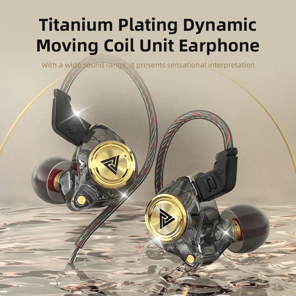 Clear transparent qkz ak3 fiLe wired earphones with gold-plated titanium drivers and microphone hiFi music for sport gaming earbuds