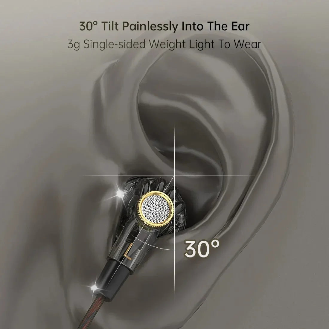 Black and gold inlayed qkz mdr earbuds with mesh grille and large dynamic hifi bass for 3.5mm aux headset use