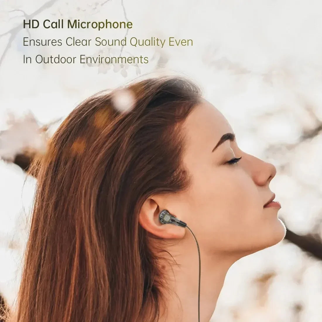 Black qkz mdr in-ear 5mm aux headset with large dynamic hifi bass and sleek metallic accented microphone earbud design