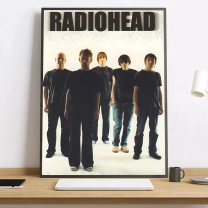 Black-framed radiohead ok computer album canvas poster with lighting effects for living room bedroom bar decoration