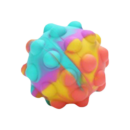 A colorful rainbow-patterned silicone push bubble antistress squeeze 3d elastic stress relief sensory ball toy