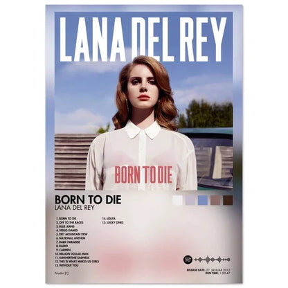 Lana del rey born to die album cover female singer poster aesthetic rapper on canvas wall art for room decor