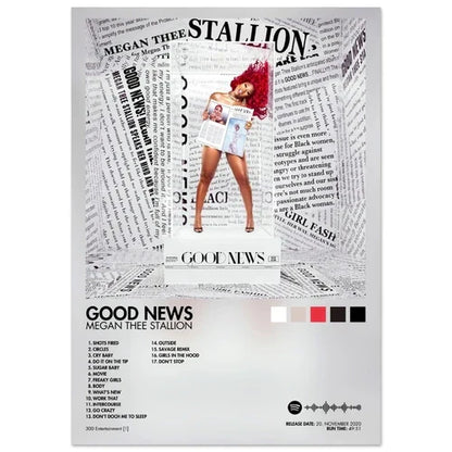 Megan thee stallion good news female singer poster aesthetic rapper on canvas wall art for room decor no frame