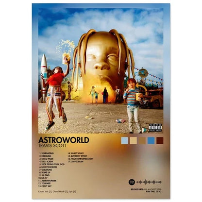 Golden oversized face with dreadlocks on canvas wall art featuring album cover male and female singer poster aesthetic rapper