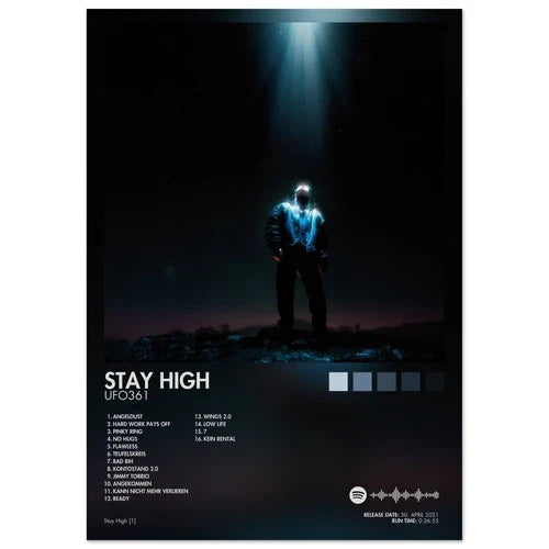 Dark rap music album cover male silhouette in suit illuminated by spotlight poster aesthetic rapper wall art decor