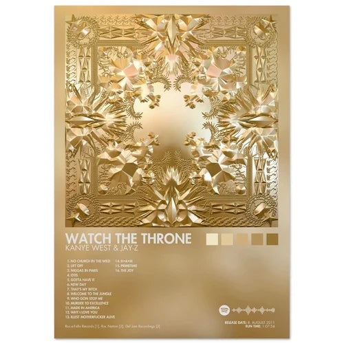 Golden metallic rap music album cover male and female singer poster aesthetic rapper canvas wall art decor