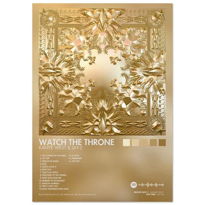 Golden metallic rap music album cover male and female singer poster aesthetic rapper canvas wall art decor